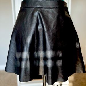 Pleather black zip up skirt